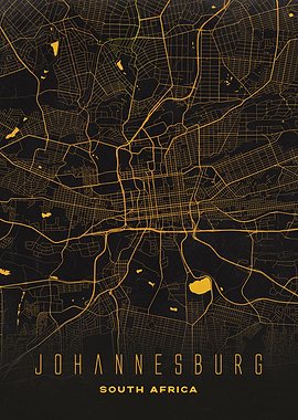 Johannesburg, South Africa City Map Artwork - Modern Minimalist Street Map of Johannesburg's Urban Landscape