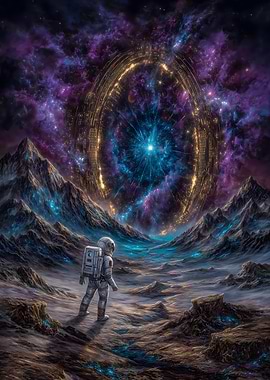 Astronaut Stargazing on Alien Planet