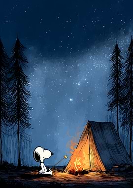 Snoopy Camping Under the Stars