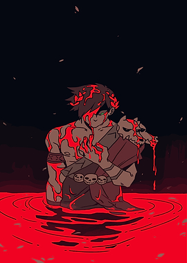 Hades fanart in red water