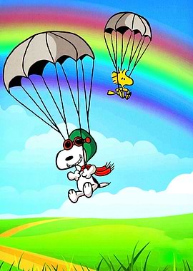 Snoopy and Woodstock Parachuting Cartoon