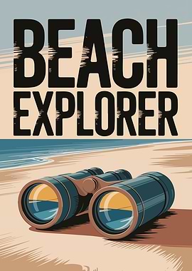 Beach Explorer Binoculars Poster