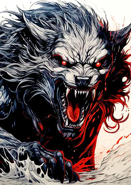 Fierce Werewolf with Red Eyes