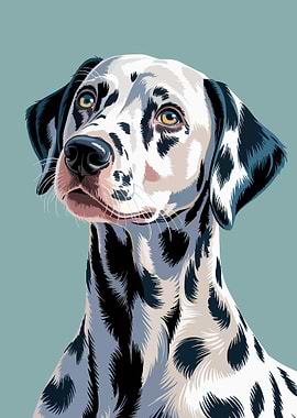 Dalmatian Dog Portrait Illustration