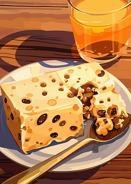 Raisin Bread Pudding with Orange Juice