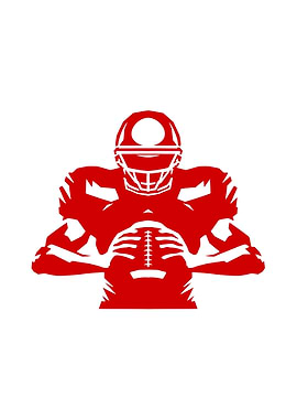 Red Football Player Silhouette