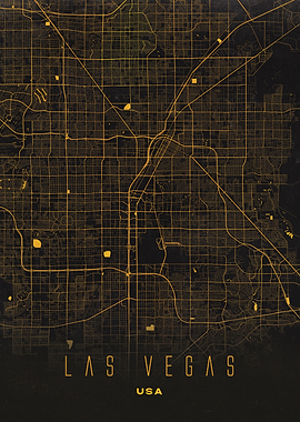 Las Vegas, USA City Map Artwork - Modern Minimalist Street Map of Las Vegas's Iconic Urban Landscape