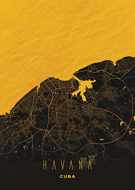 Havana, Cuba City Map Artwork - Modern Minimalist Street Map of Havana's Iconic Urban Landscape