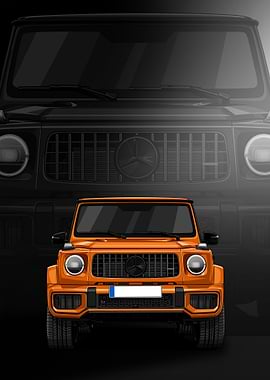 Orange Mercedes-Benz G-Class Illustration