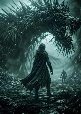 Dark Fantasy Encounter with Dragon