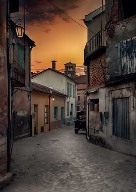 Narrow street in old European town