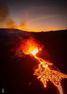 Volcanic Eruption at Sunset