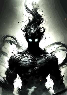 Dark Shadow Figure with Glowing Eyes