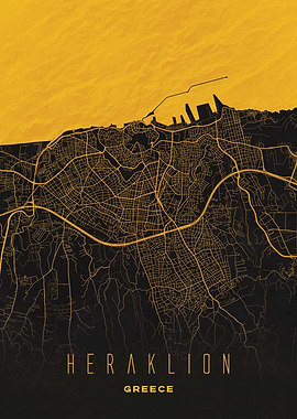 Heraklion, Greece City Map Artwork - Modern Minimalist Street Map of Heraklion's Iconic Urban Landscape