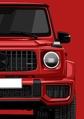 Red Mercedes G-class Car Illustration
