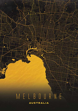 Melbourne, Australia City Map Artwork - Modern Minimalist Street Map of Melbourne's Iconic Urban Landscape