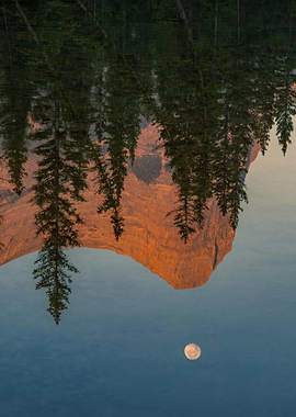 Mountain Reflection with Moon