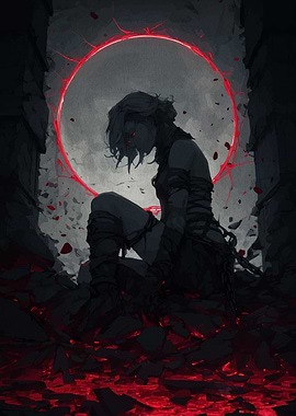 Chained Figure with Red Circle