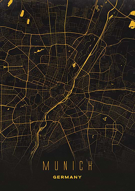 Munich, Germany City Map Artwork - Modern Minimalist Street Map of Munich's Iconic Urban Landscape