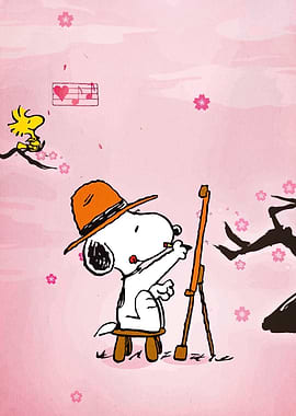 Snoopy the Artist with Woodstock