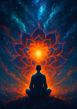 Cosmic Awakening Abstract Wall Art – Futuristic Spiritual Energy Geometry in 8K