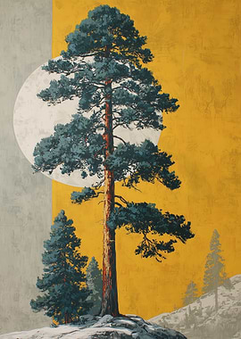 Vintage Lodgepole Pine National Park - Retro Nature Art