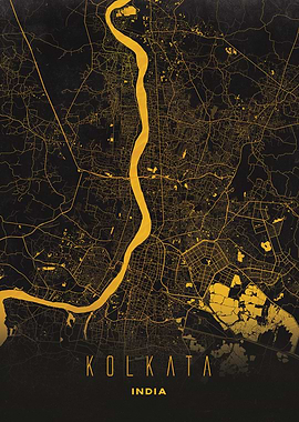 Kolkata, India City Map Artwork - Modern Minimalist Street Map of Kolkata's Iconic Urban Landscape