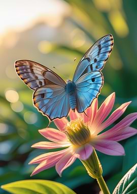 Butterfly on Pink Flower