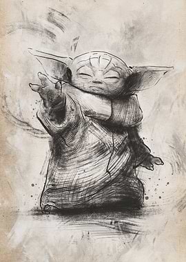 Grogu's Forceful Concentration Sketch
