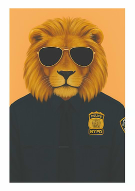 Lion NYPD Officer with Sunglasses