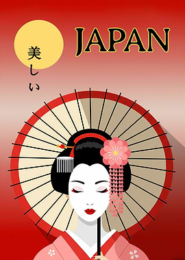 Japanese Geisha with Umbrella