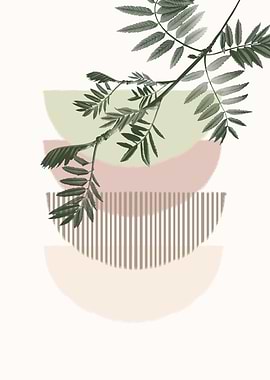 Minimalist Botanical Art with Geometric Shapes