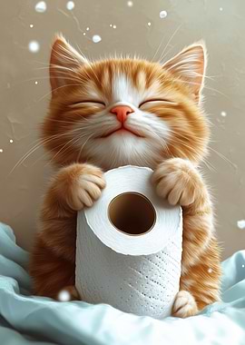 Content Cat with Toilet Paper