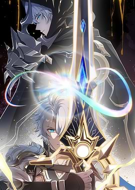 Anime character with sword digital art