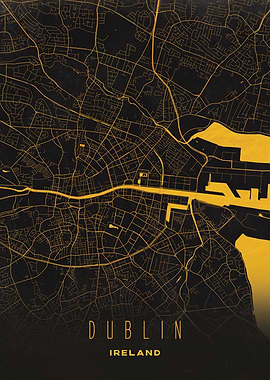 Dublin, Ireland City Map Artwork - Modern Minimalist Street Map of Dublin's Iconic Urban Landscape
