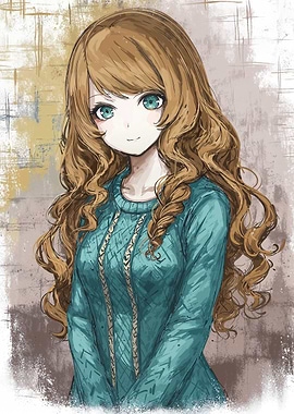 Anime Girl with Wavy Hair