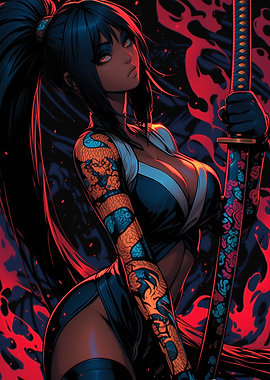 Anime Warrior Woman with Katana