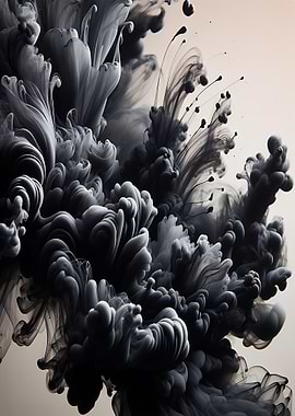Abstract Black and White Smoke Cloud