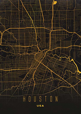 Houston, USA City Map Artwork - Modern Minimalist Street Map of Houston's Iconic Urban Landscape