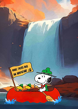 Snoopy's Adventure by Waterfall