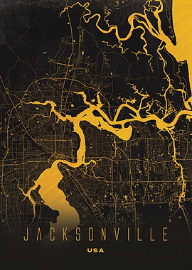 Jacksonville, USA City Map Artwork - Modern Minimalist Street Map of Jacksonville's Iconic Urban Landscape