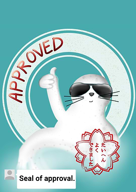 Approved Seal with Sunglasses and Thumbs-Up