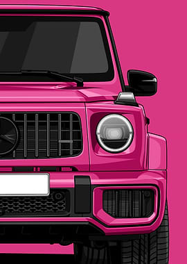 Pink Mercedes G-class Illustration