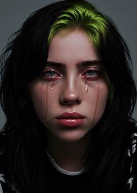 Billie Eilish portrait with tears