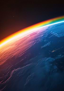 Earth from space with rainbow effect