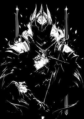 Dark Knight Warrior Black and White