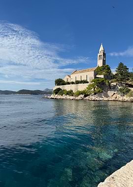 Church on Island, Clear Blue Water