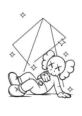 KAWS-inspired monochrome character illustration