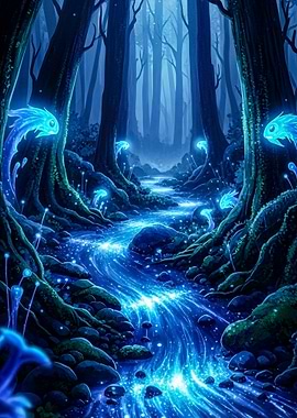 Enchanted Blue Forest Stream