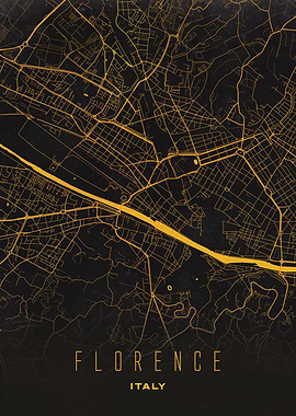 Florence, Italy City Map Artwork - Modern Minimalist Street Map of Florence's Iconic Urban Landscape